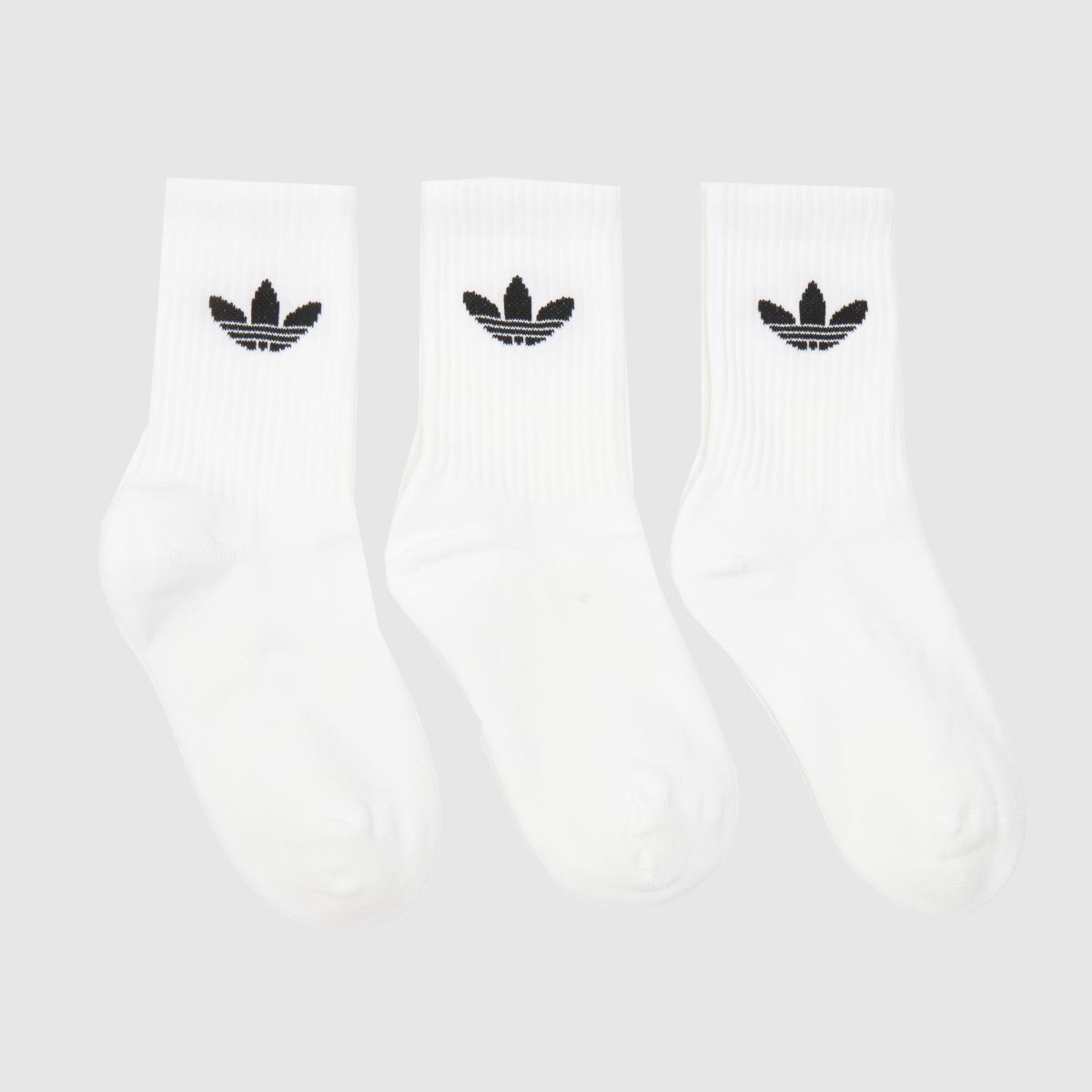 adidas  Kids Originals Crew Sock 3 Pk in White & Black adidas  Kids Originals Crew Sock 3 Pk in White & Black