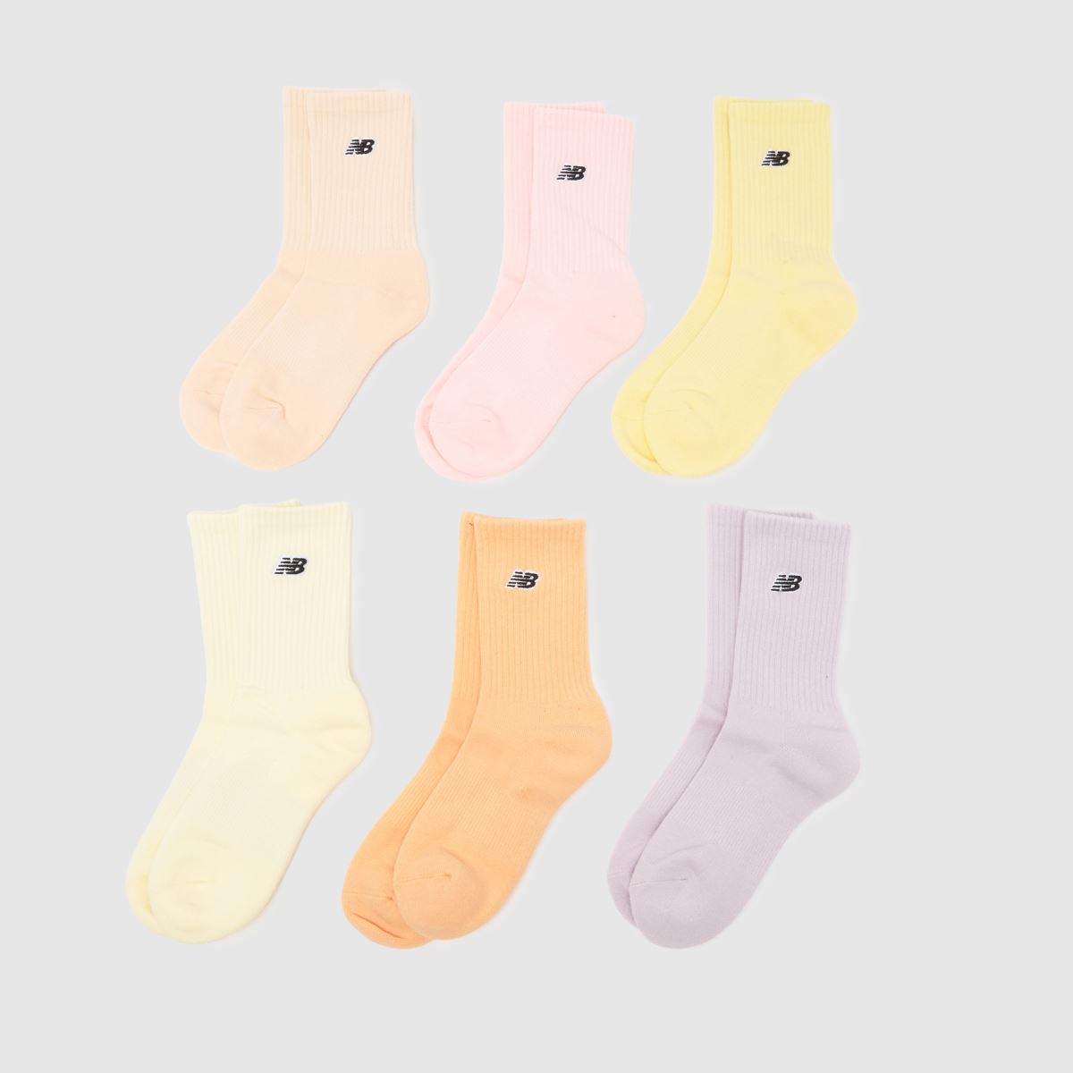 New Balance  Kids Logo Crew Sock 6PK in Multi New Balance  Kids Logo Crew Sock 6PK in Multi