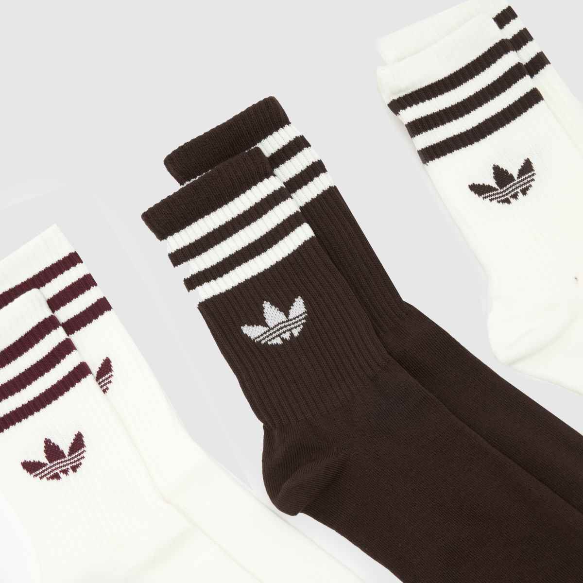 adidas  Stripe Crew Socks 3 Pack in Off-White Multi adidas  Stripe Crew Socks 3 Pack in Off-White Multi