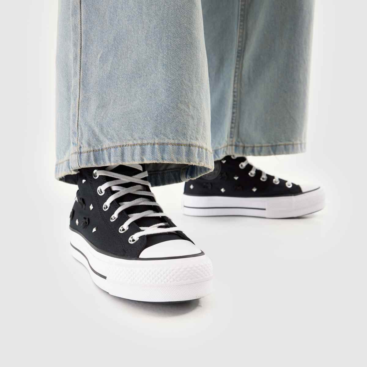 Converse  All Star Lift Hi Stud in Black & White Converse  All Star Lift Hi Stud in Black & White