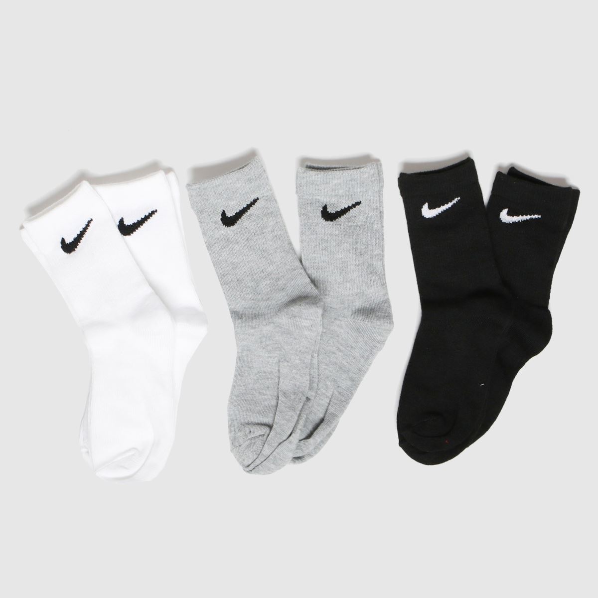 Nike  Kids Basic Crew Socks 6 Pack in Black & Grey Nike  Kids Basic Crew Socks 6 Pack in Black & Grey