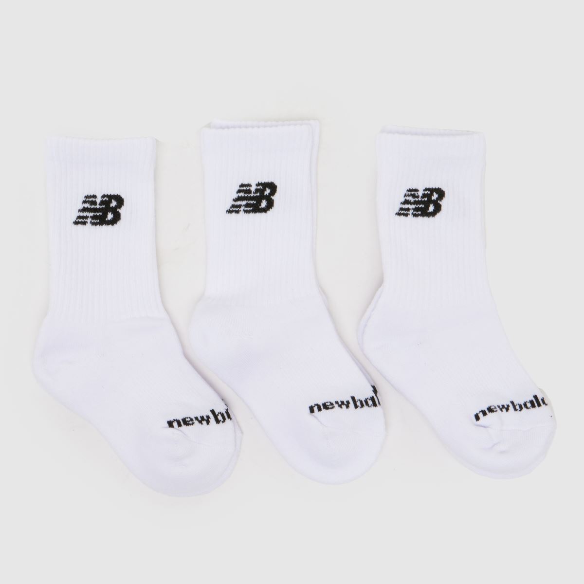 New Balance  Kids Crew Socks 3 Pack in White Multi New Balance  Kids Crew Socks 3 Pack in White Multi