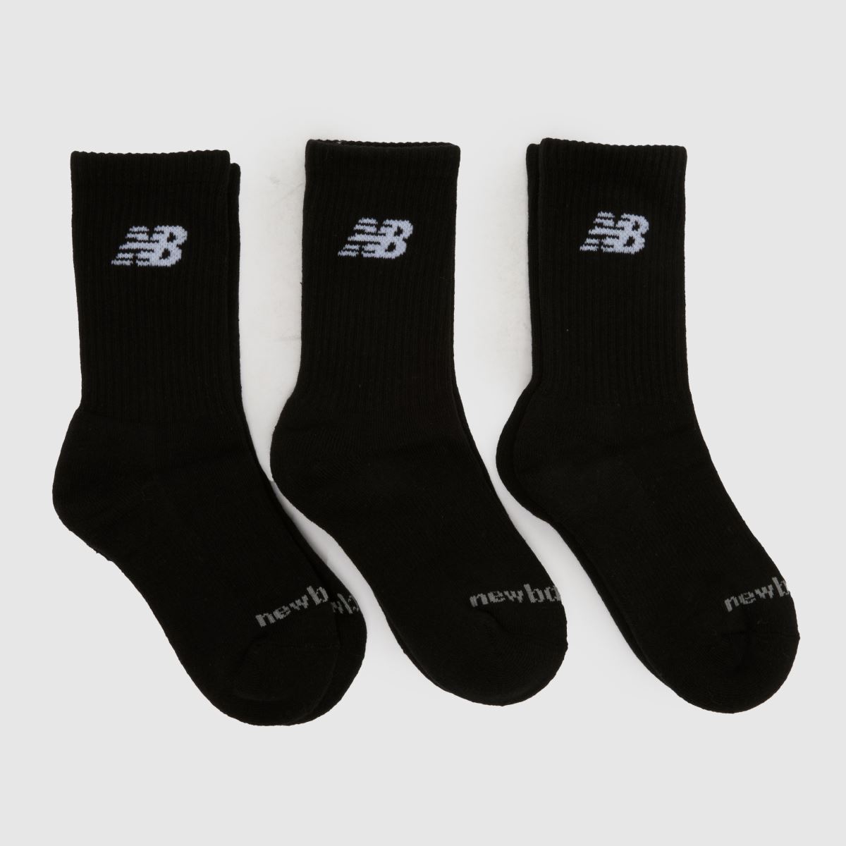 New Balance  Kids Crew Socks 3 Pack in Black New Balance  Kids Crew Socks 3 Pack in Black