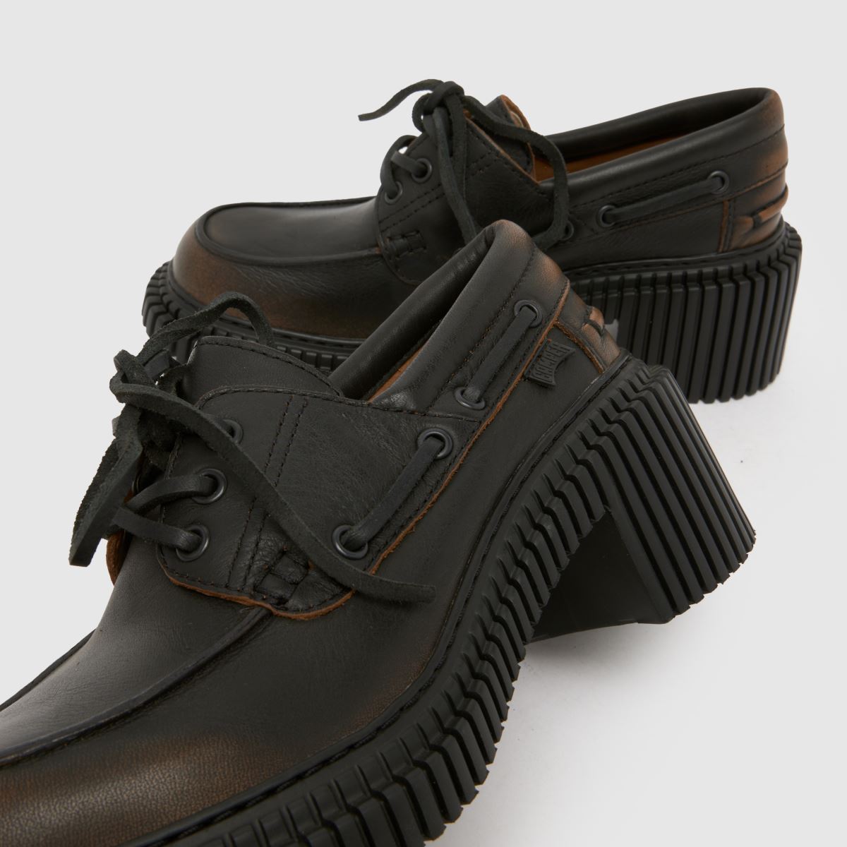 CAMPER  Pix London Heeled Boat in Dark Brown CAMPER  Pix London Heeled Boat in Dark Brown