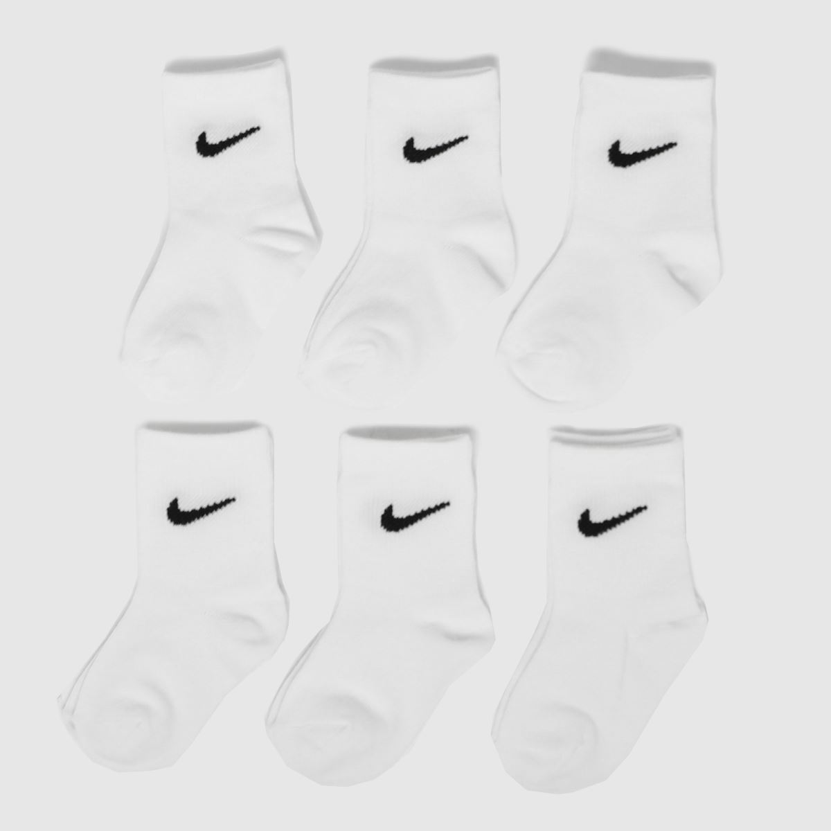 Nike  Kids Basic Crew Socks 6 Pack in White Nike  Kids Basic Crew Socks 6 Pack in White