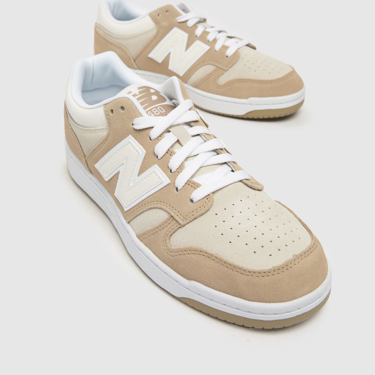 New Balance  480 in White & Beige New Balance  480 in White & Beige