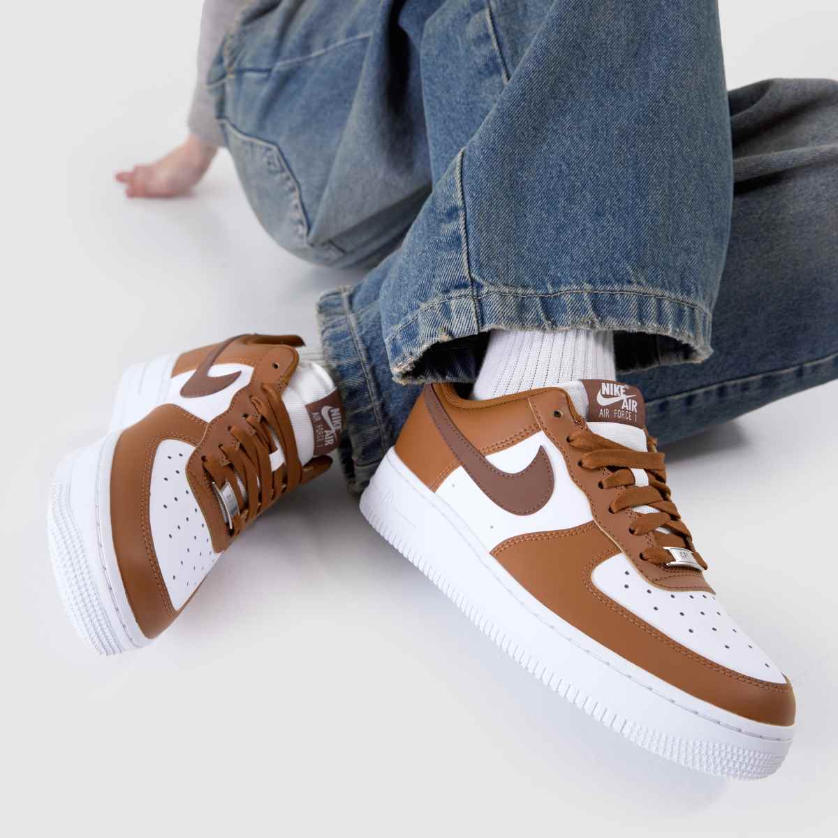 Nike  Air Force 1 in Brown & White Nike  Air Force 1 in Brown & White