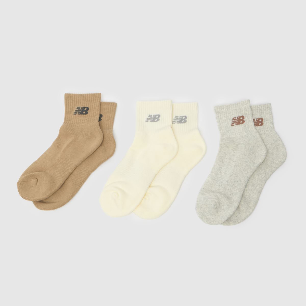 New Balance  Essentials Ankle Sock 3 Pack in Beige Multi New Balance  Essentials Ankle Sock 3 Pack in Beige Multi