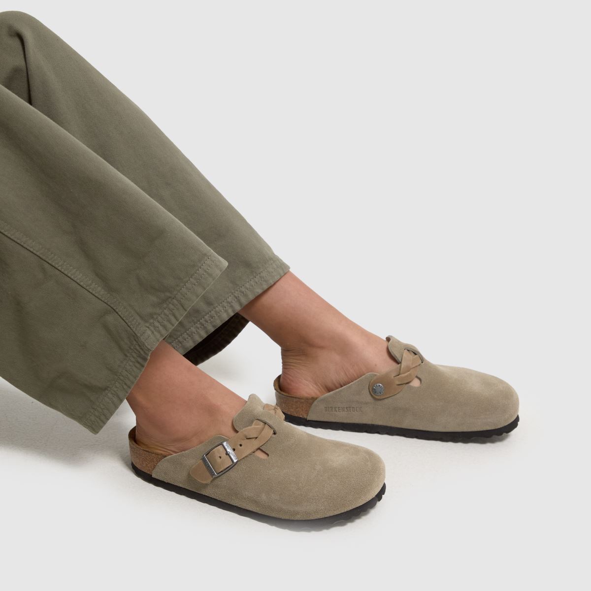 BIRKENSTOCK  Boston Braided Clog in Taupe BIRKENSTOCK  Boston Braided Clog in Taupe