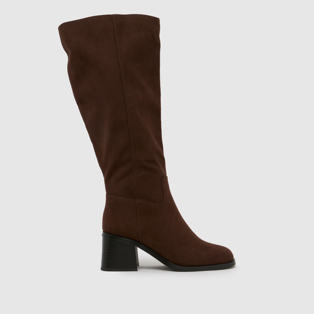 schuh  Wide Fit Dot Block Heel Knee High in Brown schuh  Wide Fit Dot Block Heel Knee High in Brown