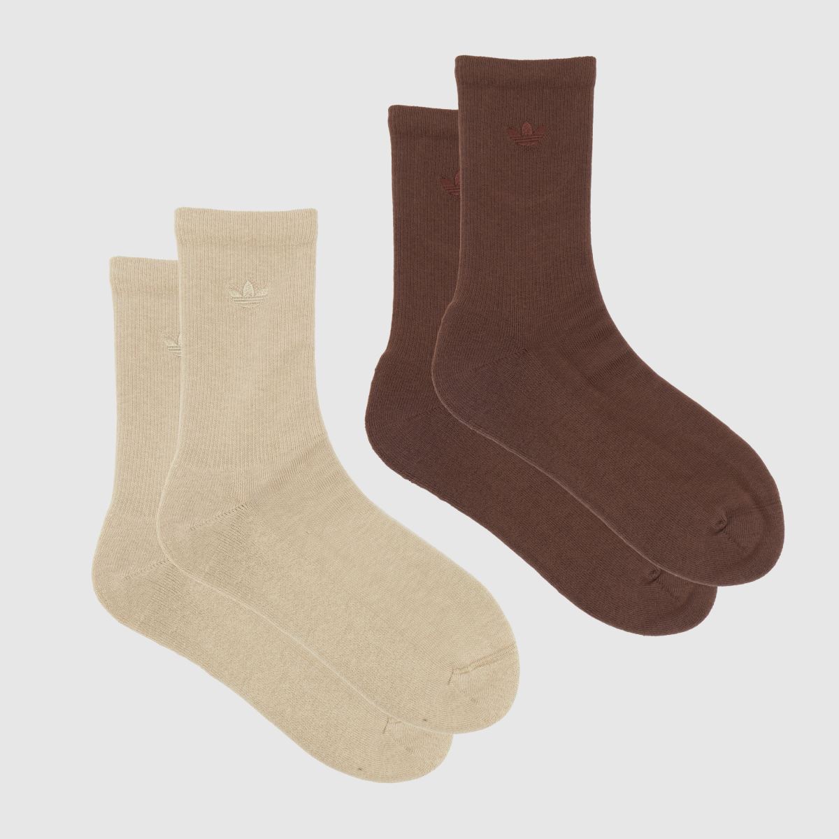 adidas  Two-Toned Crew Sock 2 Pack in Beige Multi adidas  Two-Toned Crew Sock 2 Pack in Beige Multi