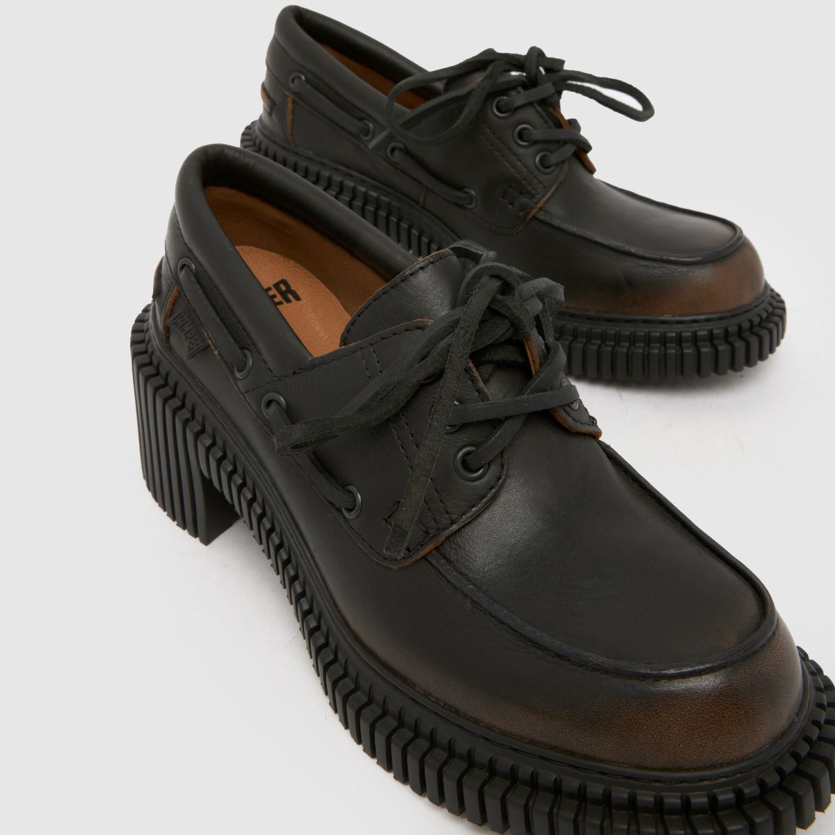CAMPER  Pix London Heeled Boat in Dark Brown CAMPER  Pix London Heeled Boat in Dark Brown