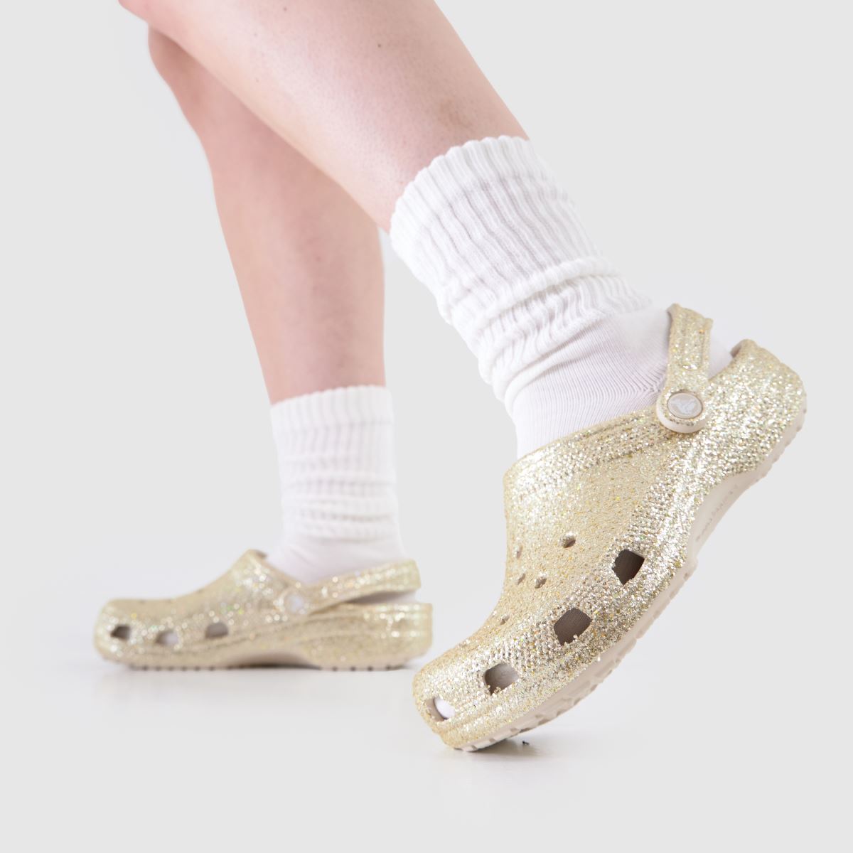 Crocs  Classic Chunky Glitter Clog in Gold Crocs  Classic Chunky Glitter Clog in Gold
