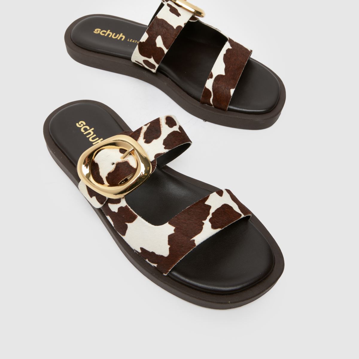 schuh  Teela Buckle Footwear in Brown & White schuh  Teela Buckle Footwear in Brown & White