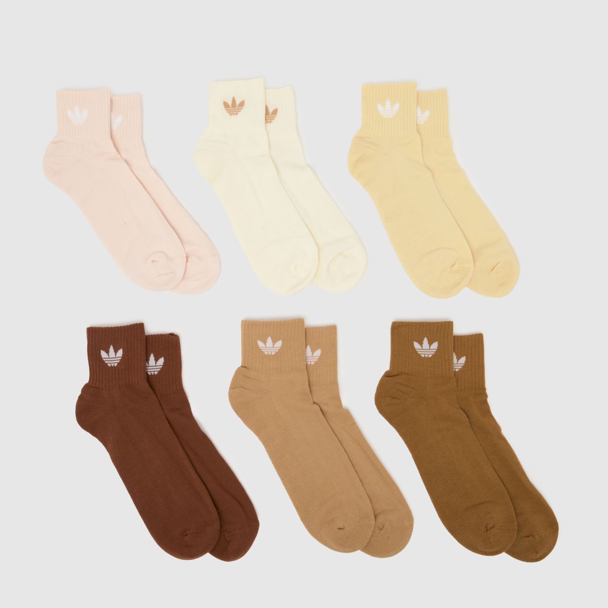adidas  Mid Ankle Sock 6 PK in Beige Multi adidas  Mid Ankle Sock 6 PK in Beige Multi
