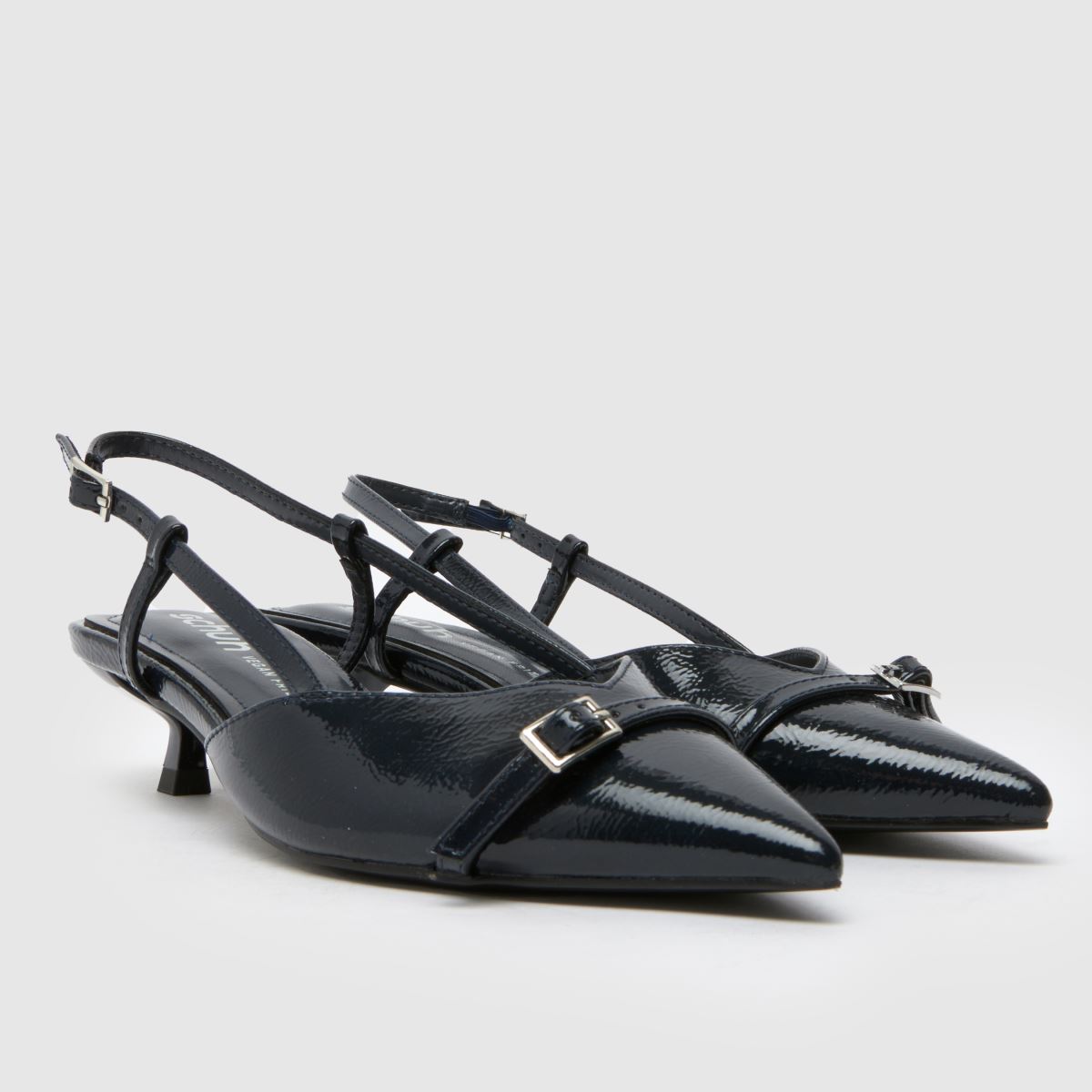 schuh  Sybill Buckle Kitten in Navy schuh  Sybill Buckle Kitten in Navy