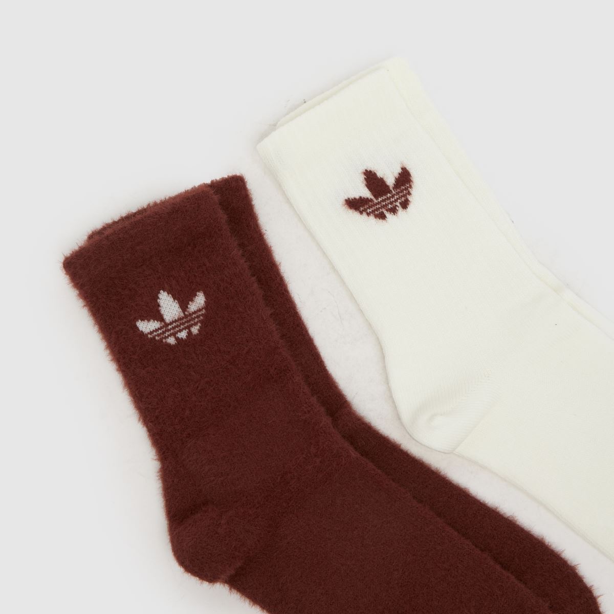 adidas  Fluffy Crew Sock 2 PK in Brown Multi adidas  Fluffy Crew Sock 2 PK in Brown Multi