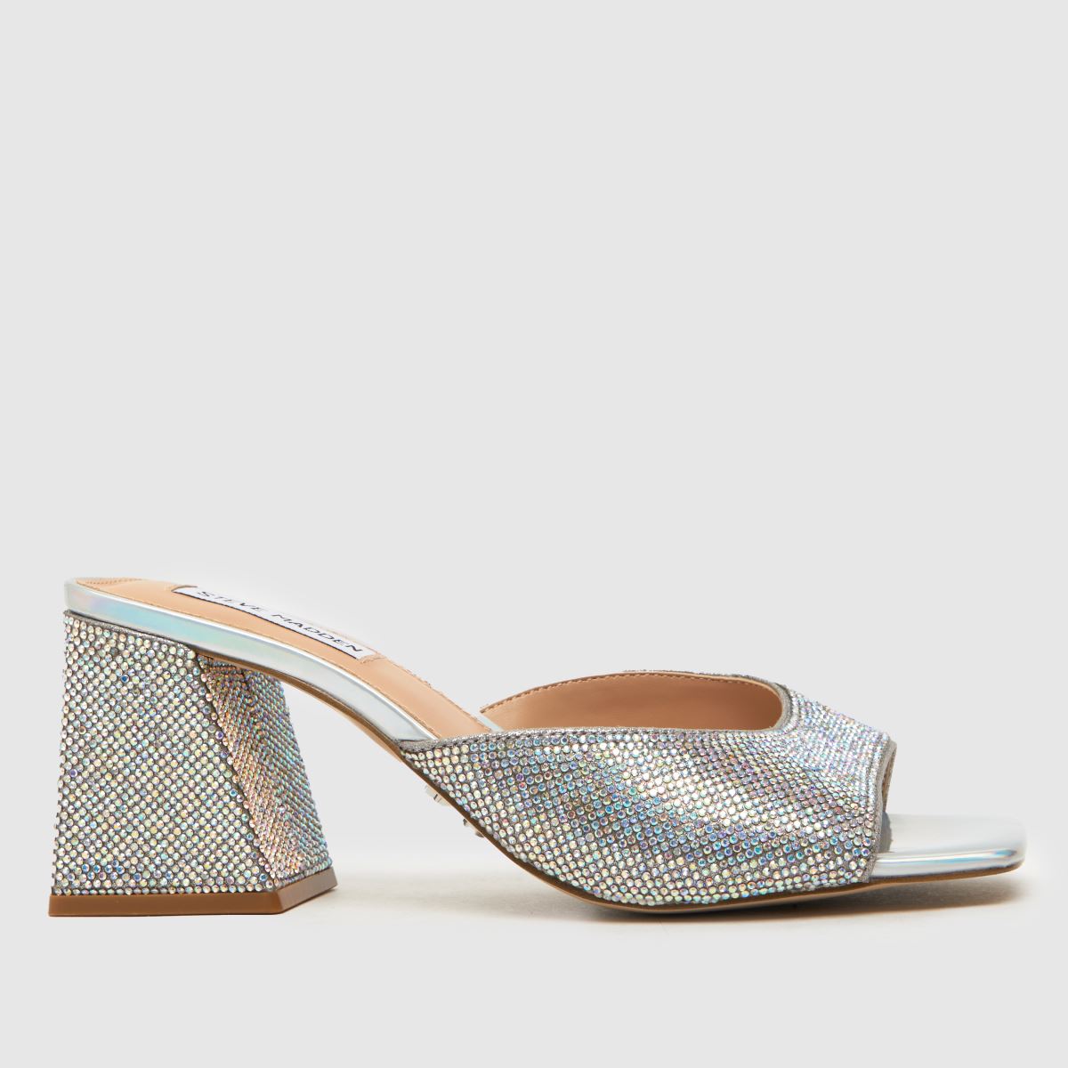 Steve Madden  Glowing Heeled Mules in Silver Steve Madden  Glowing Heeled Mules in Silver