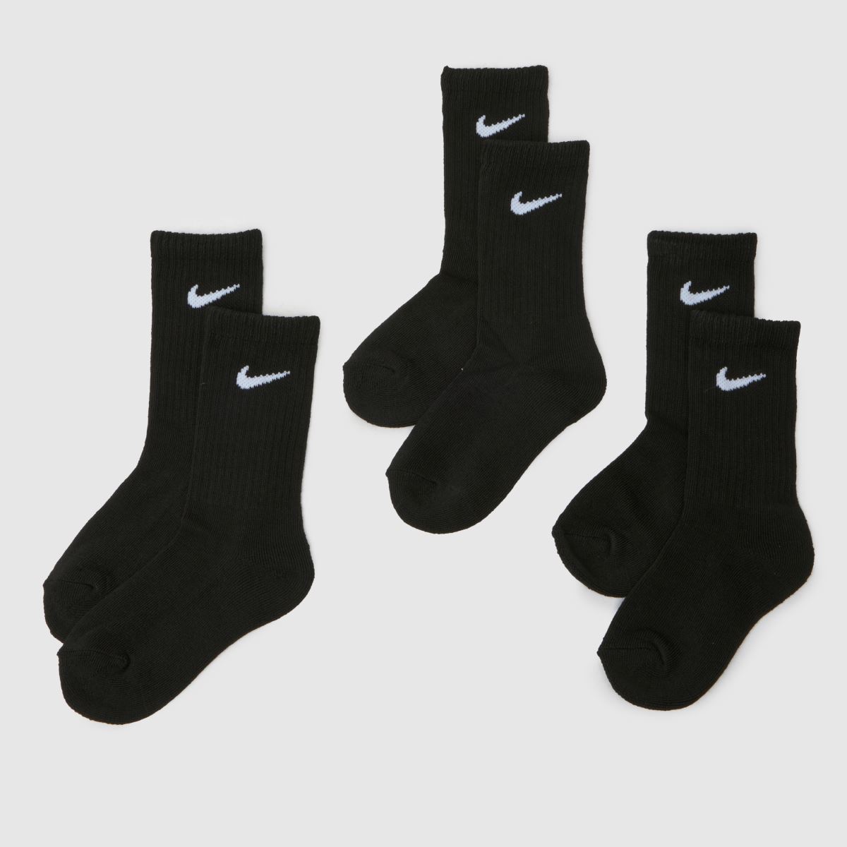Nike  Kids Basic Crew Socks 3 Pack in Black & White Nike  Kids Basic Crew Socks 3 Pack in Black & White