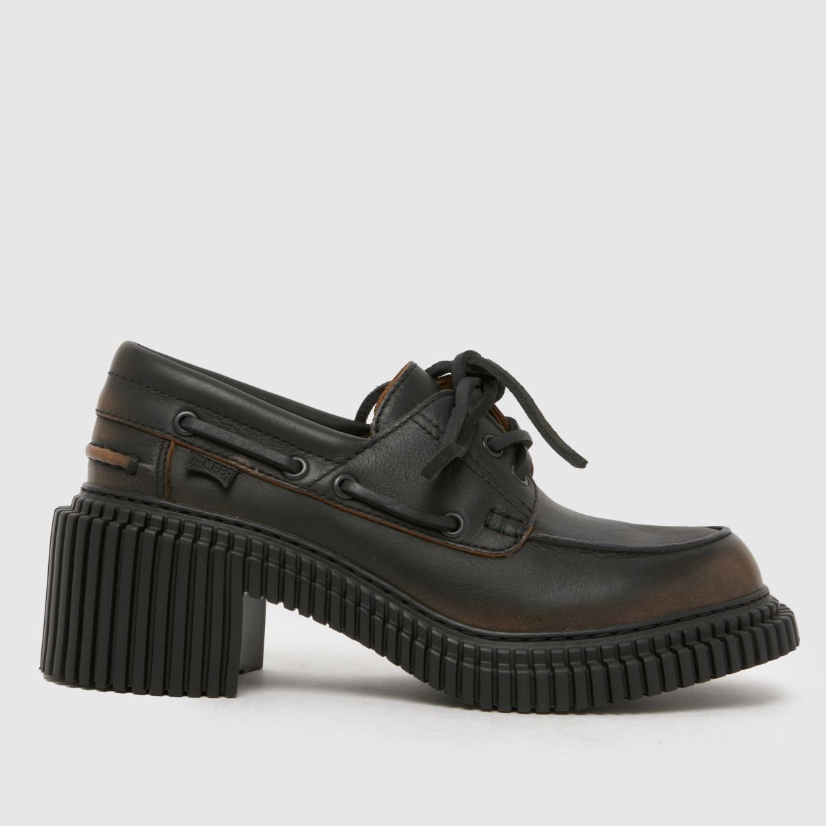 CAMPER  Pix London Heeled Boat in Dark Brown CAMPER  Pix London Heeled Boat in Dark Brown