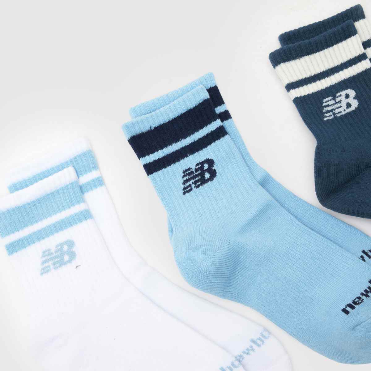 New Balance  Kids Striped Midcalf Sock 3 Pk in Multi New Balance  Kids Striped Midcalf Sock 3 Pk in Multi