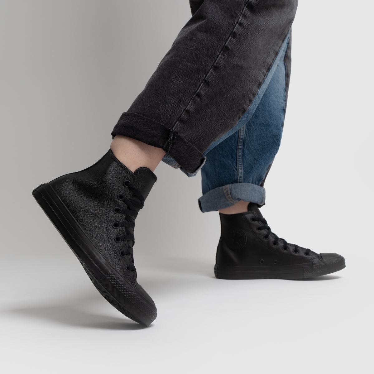 Converse  All Star Hi Leather Mono in Black Converse  All Star Hi Leather Mono in Black