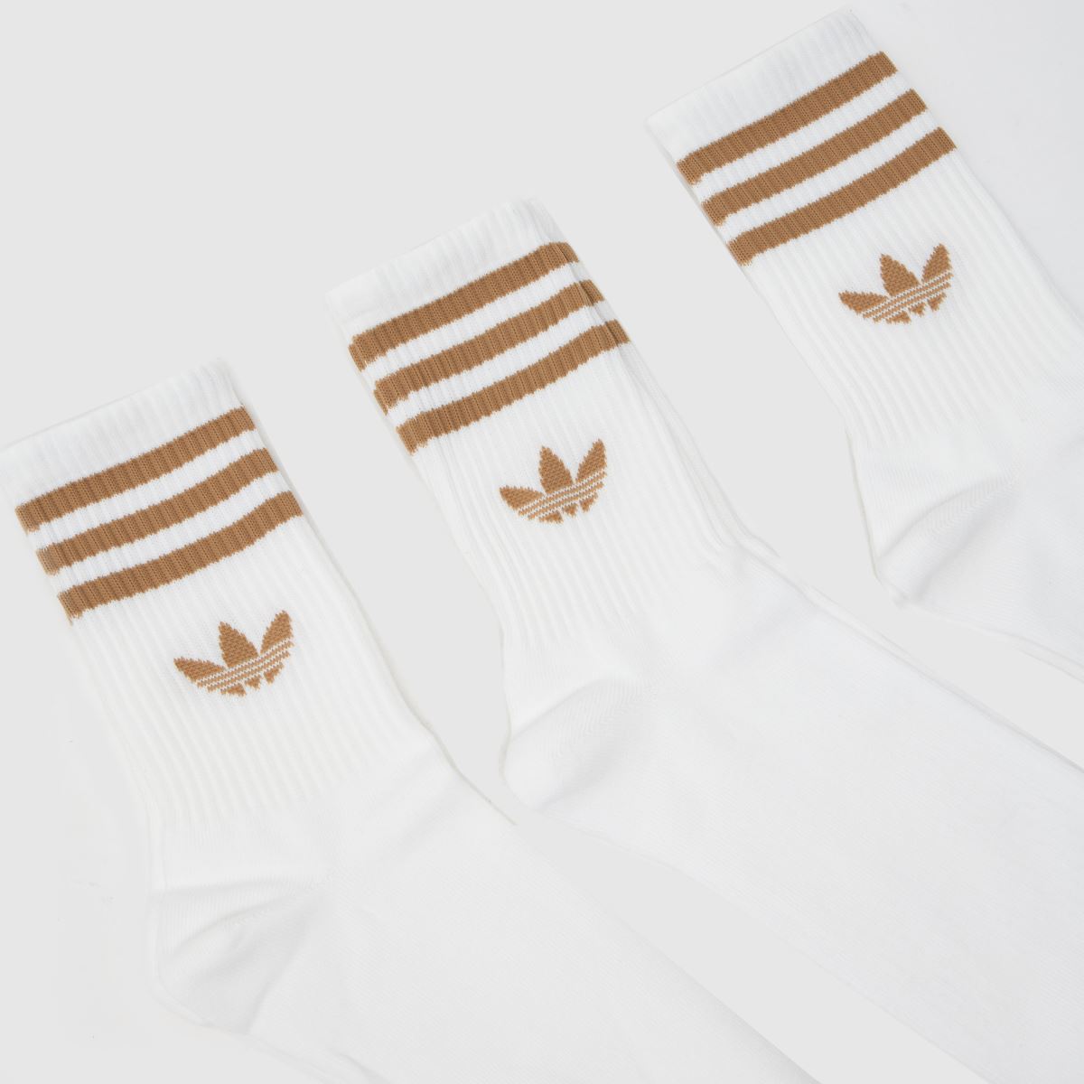 adidas  Stripe Crew Sock 3PK in White adidas  Stripe Crew Sock 3PK in White