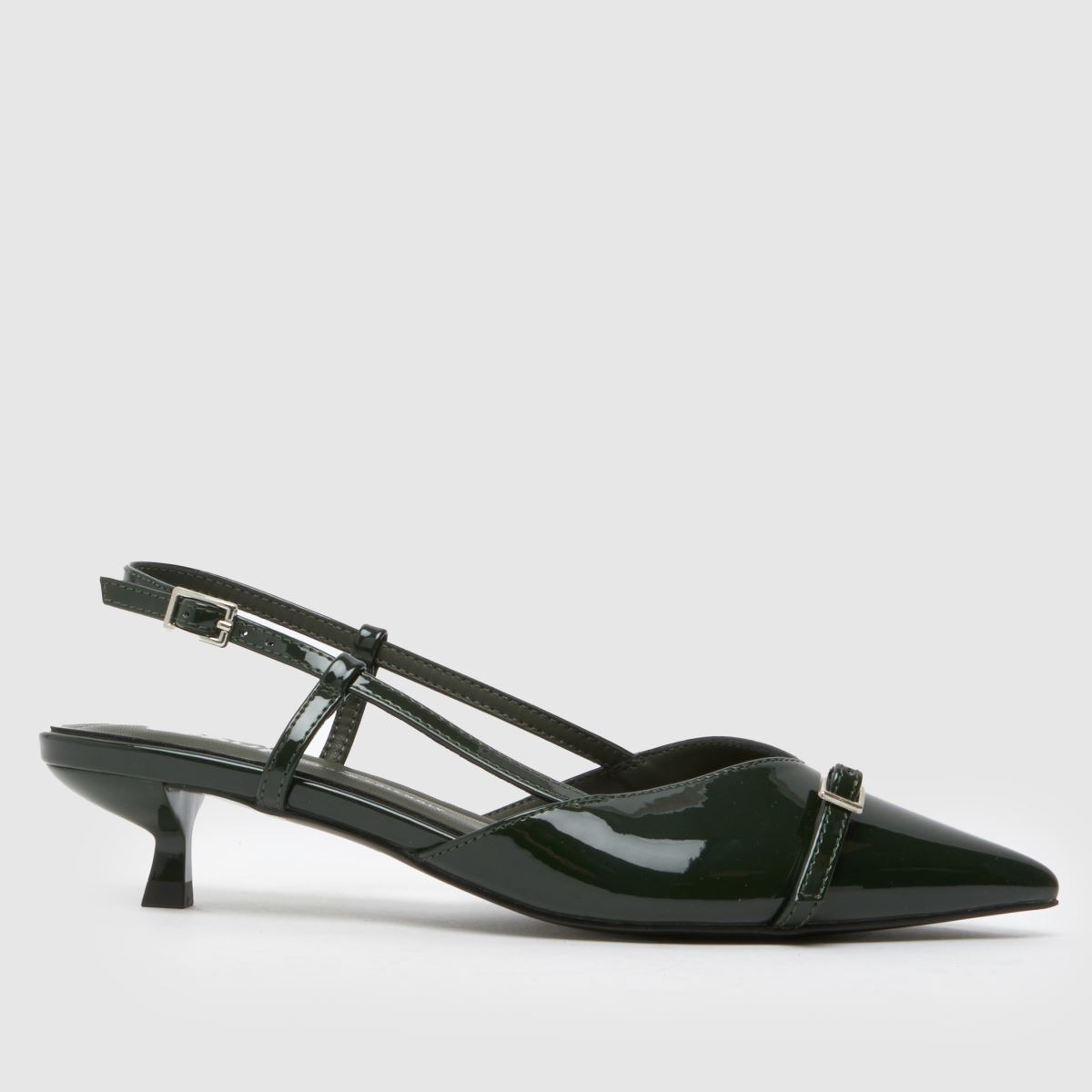 schuh  Sybill Buckle Kitten in Dark Green schuh  Sybill Buckle Kitten in Dark Green