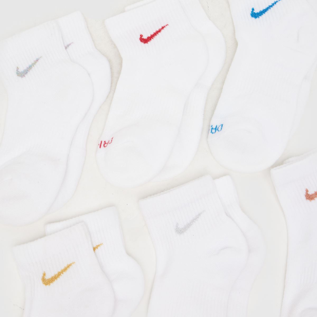 Nike  Everyday Ankle Socks 6 PK in White Multi Nike  Everyday Ankle Socks 6 PK in White Multi