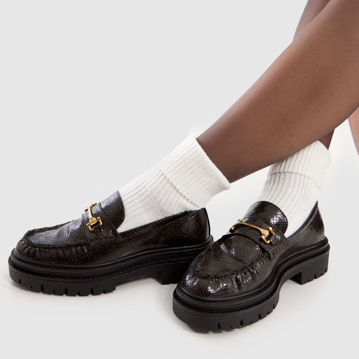 schuh  Lark Chunky Ruched Loafer in Brown schuh  Lark Chunky Ruched Loafer in Brown