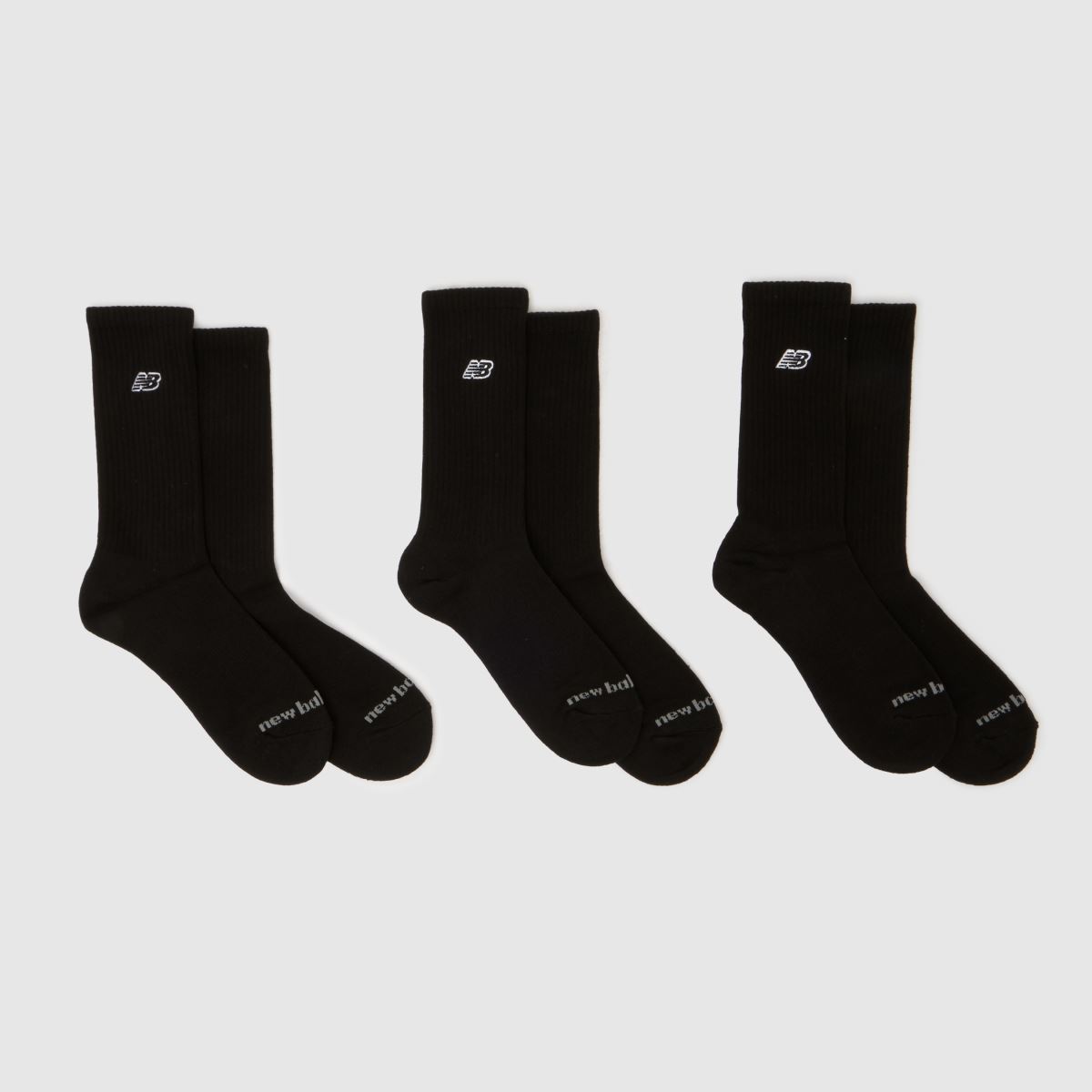 New Balance  Patch Logo Crew Socks 3 Pack in Black New Balance  Patch Logo Crew Socks 3 Pack in Black