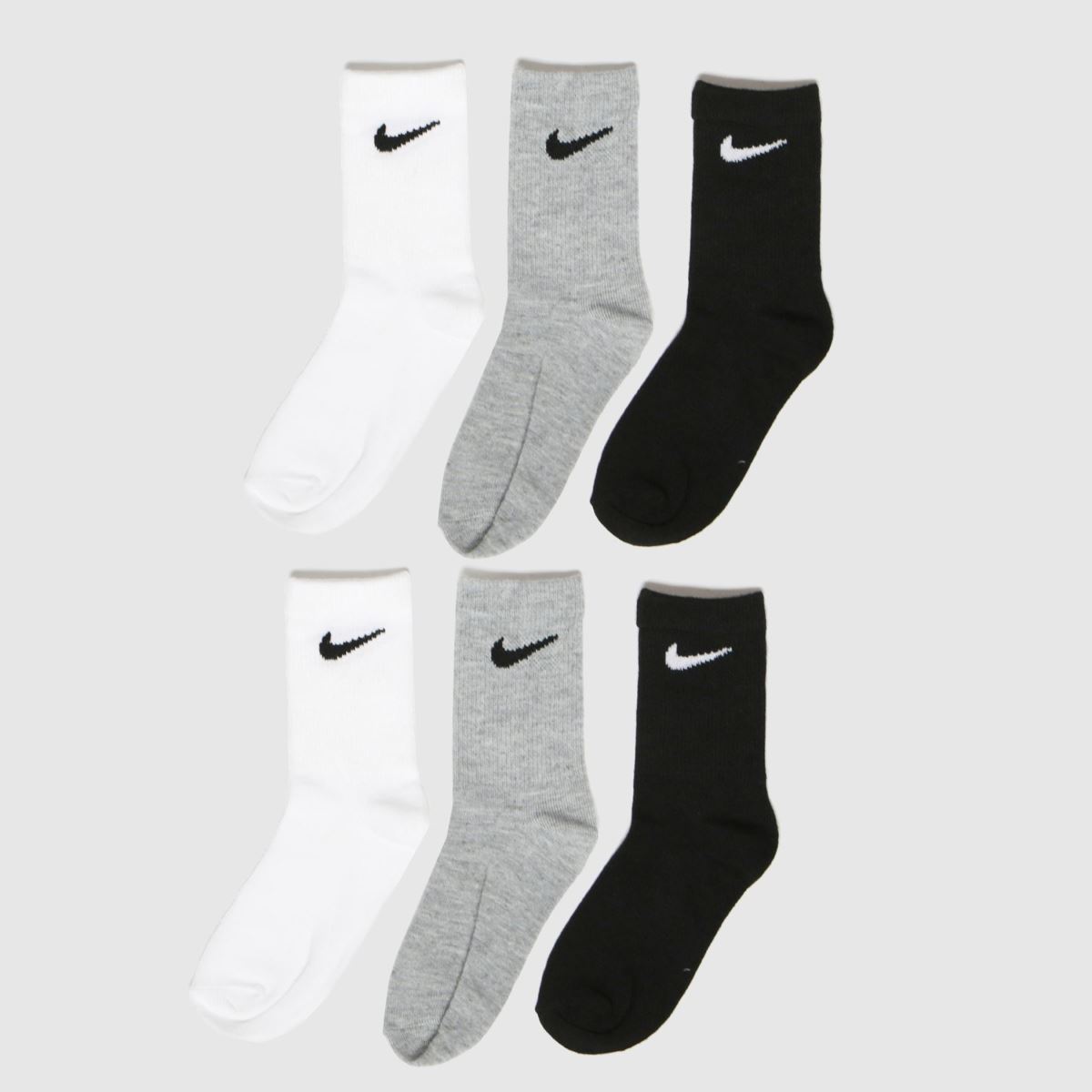 Nike  Kids Basic Crew Socks 6 Pack in Black & Grey Nike  Kids Basic Crew Socks 6 Pack in Black & Grey