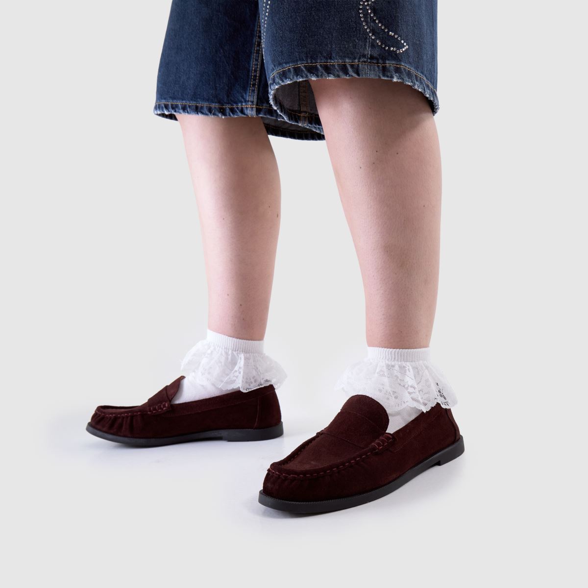 schuh  Libbie Suede Loafer in Burgundy schuh  Libbie Suede Loafer in Burgundy