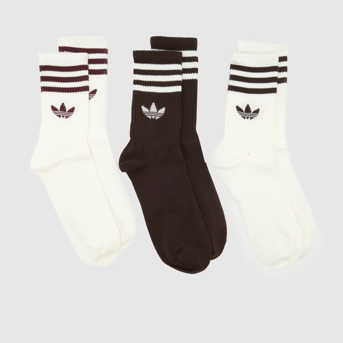 adidas  Stripe Crew Socks 3 Pack in Off-White Multi adidas  Stripe Crew Socks 3 Pack in Off-White Multi