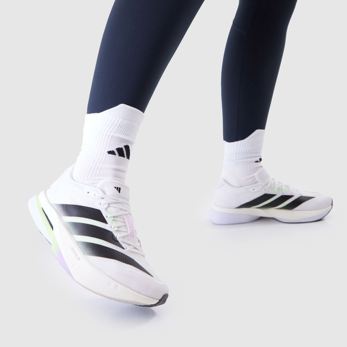 adidas  Adizero Boston 13 in White & Black adidas  Adizero Boston 13 in White & Black