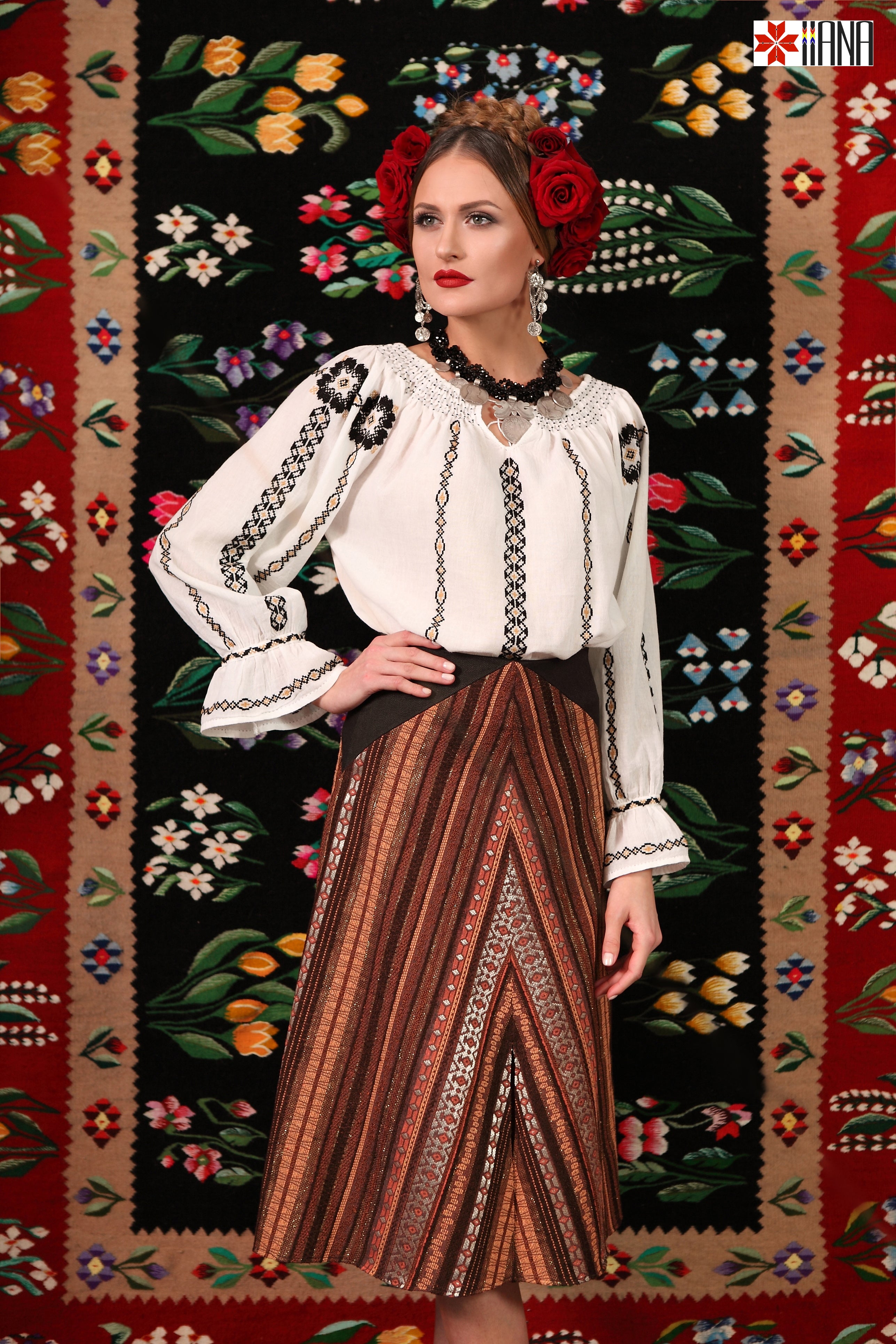 Ie Traditionala Romaneasca Maneca Lunga Motivul Pamant