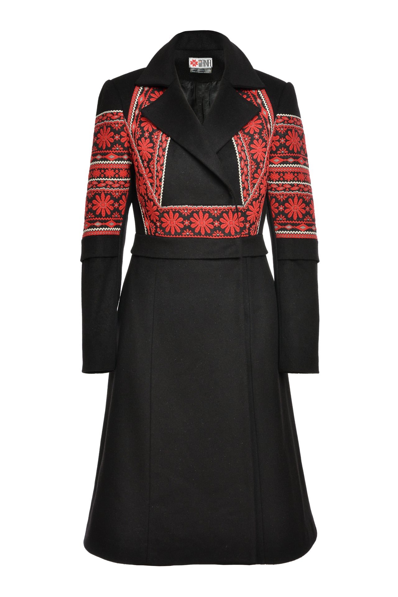 Pardesiu Midi Din Stofa De Lana Si Jacquard Tesut Malvina