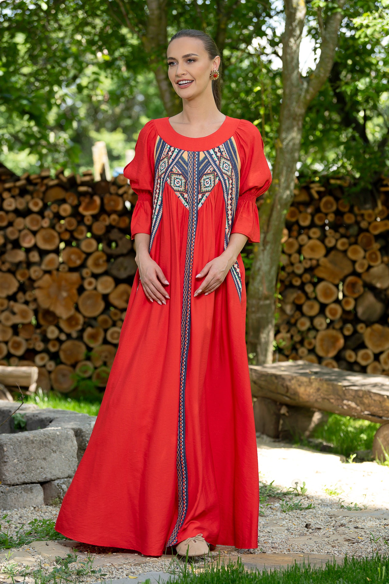 Rochie lungă roșie Minodora