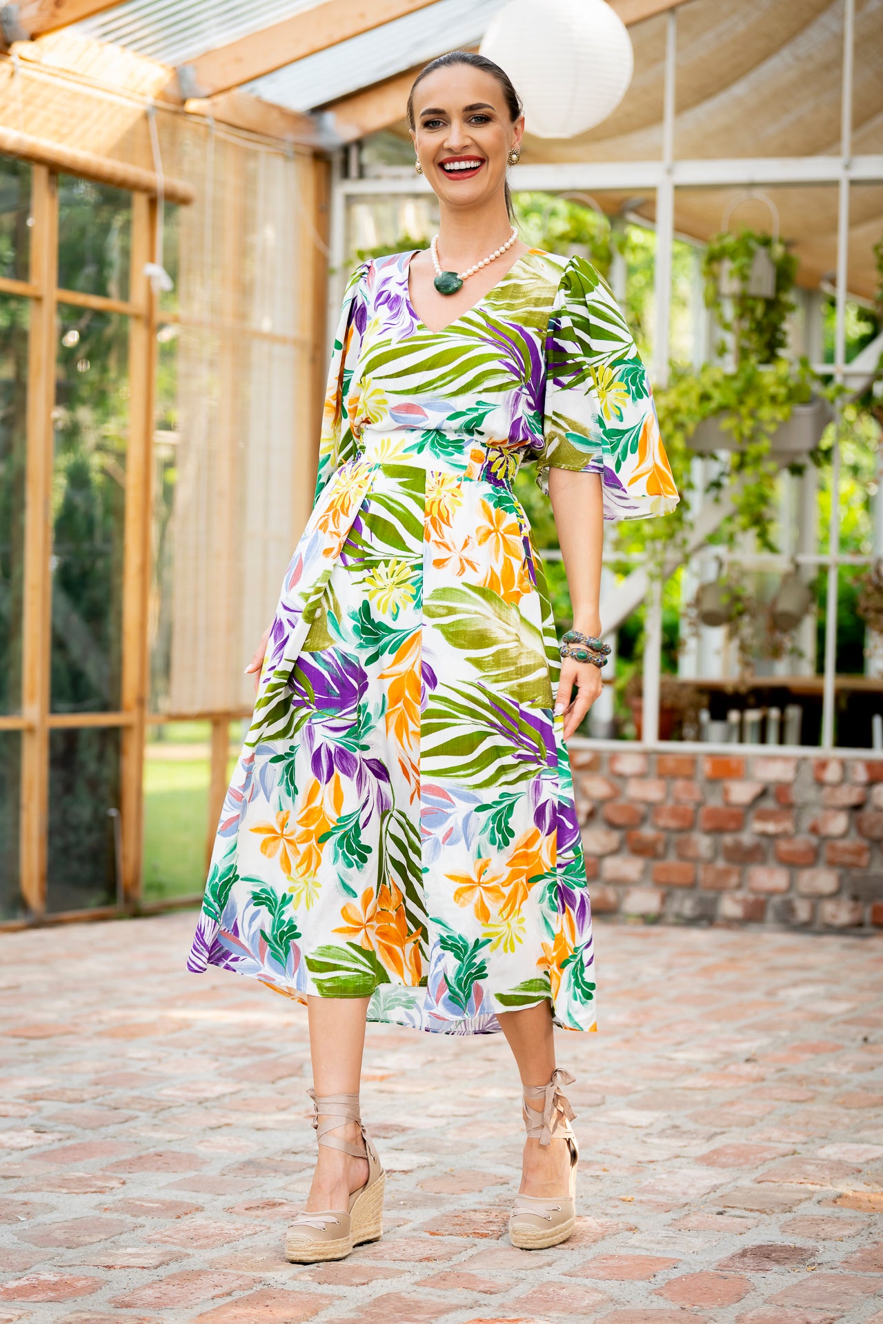 Rochia midi cu flori Marina