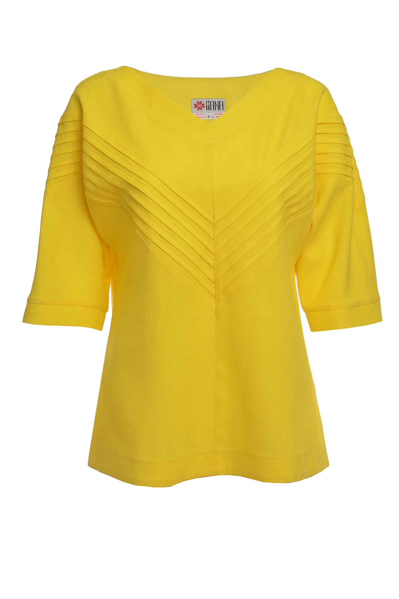 Bluza galbenă din in cu mânecă chimono