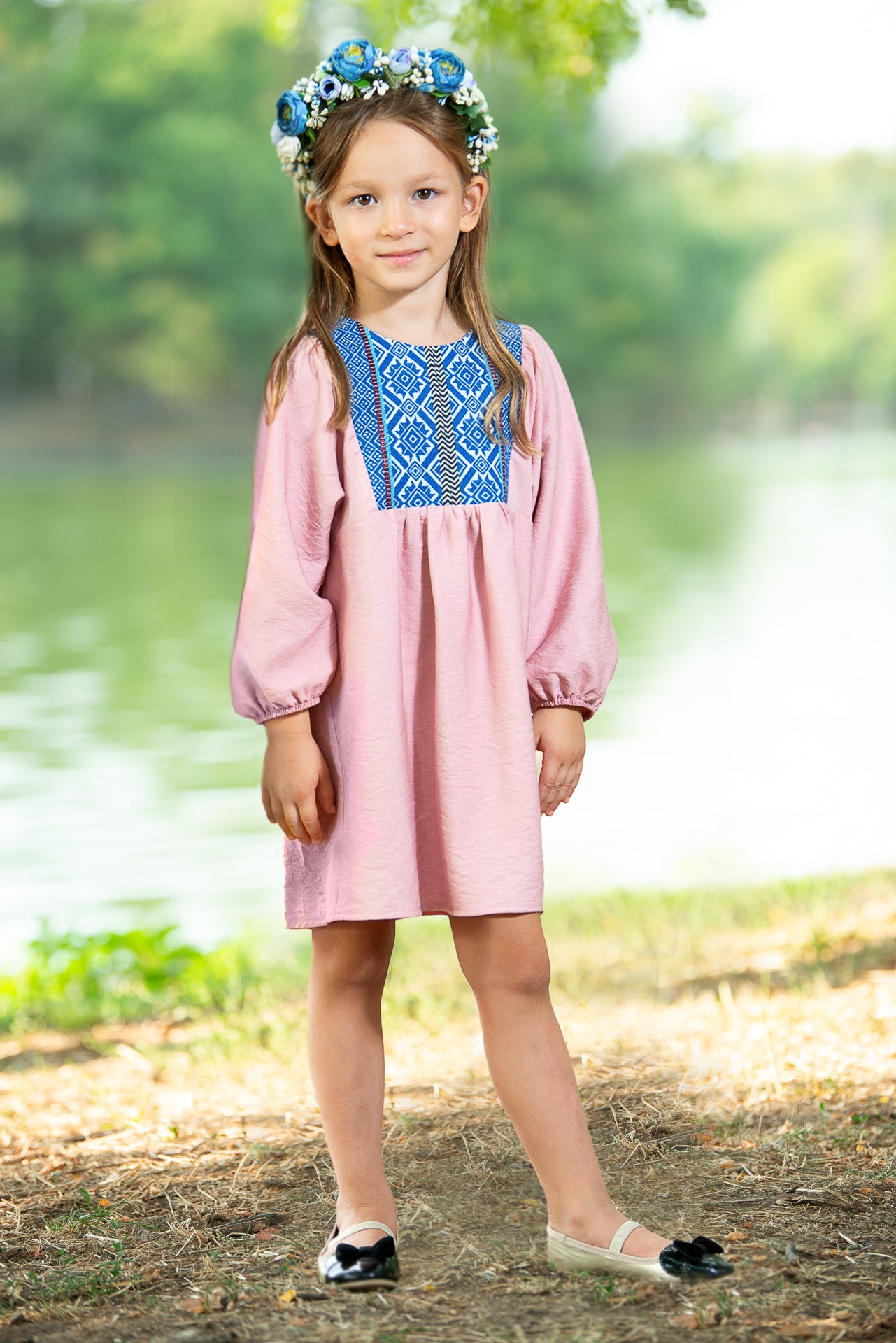 Rochita traditionala fetite roz Maria 9 luni - 7 ani