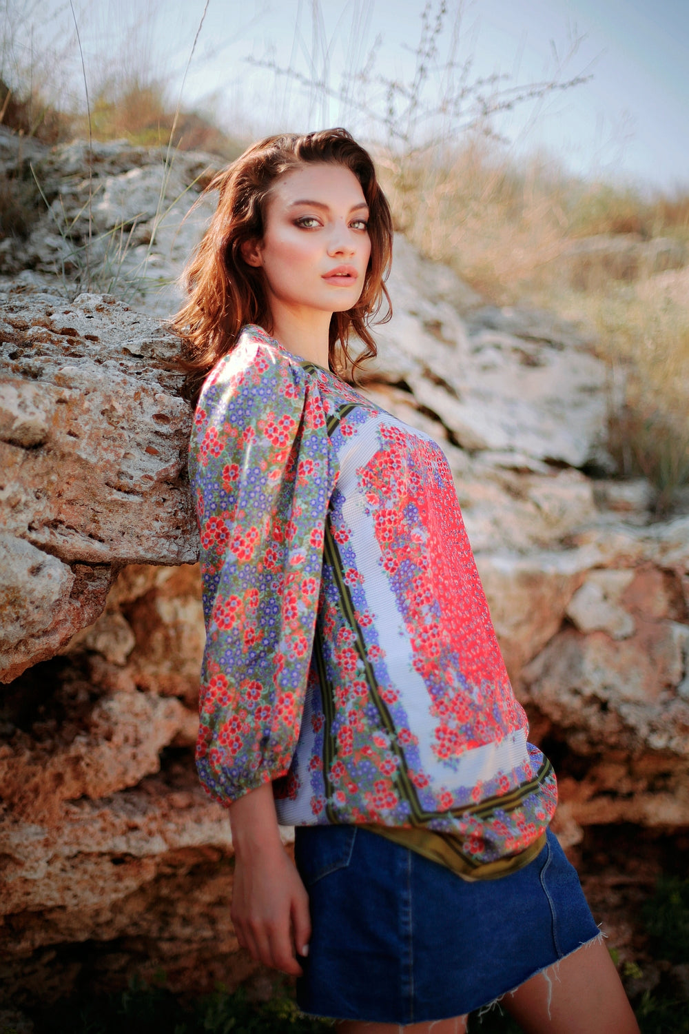 Bluza Multicoloara Muse din Matase Naturala