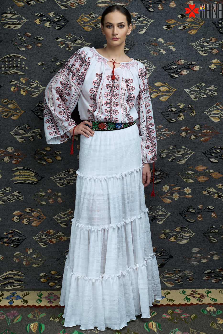 Ie Traditionala Romaneasca Maneca Lunga Motivul Coarnele Berbecului