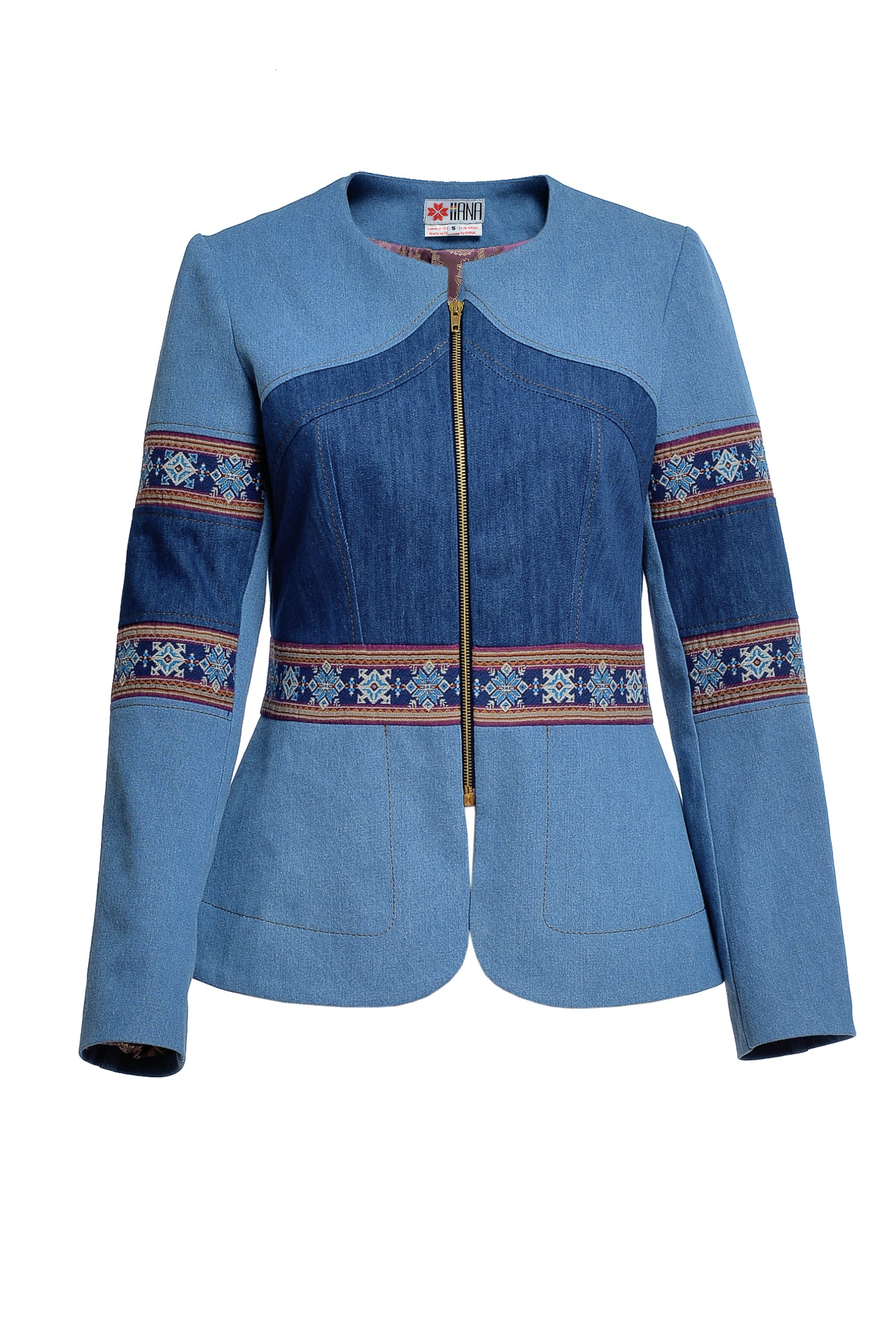 Sacou din Denim si Jacquard Etnic