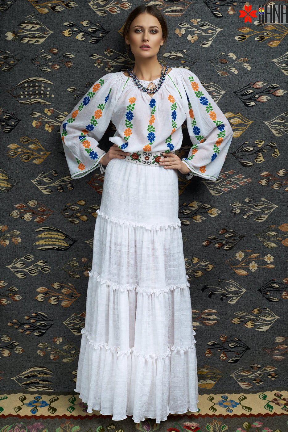 Ie Traditionala Romaneasca Maneca Lunga Cusuta Manual Motivul Margaritar