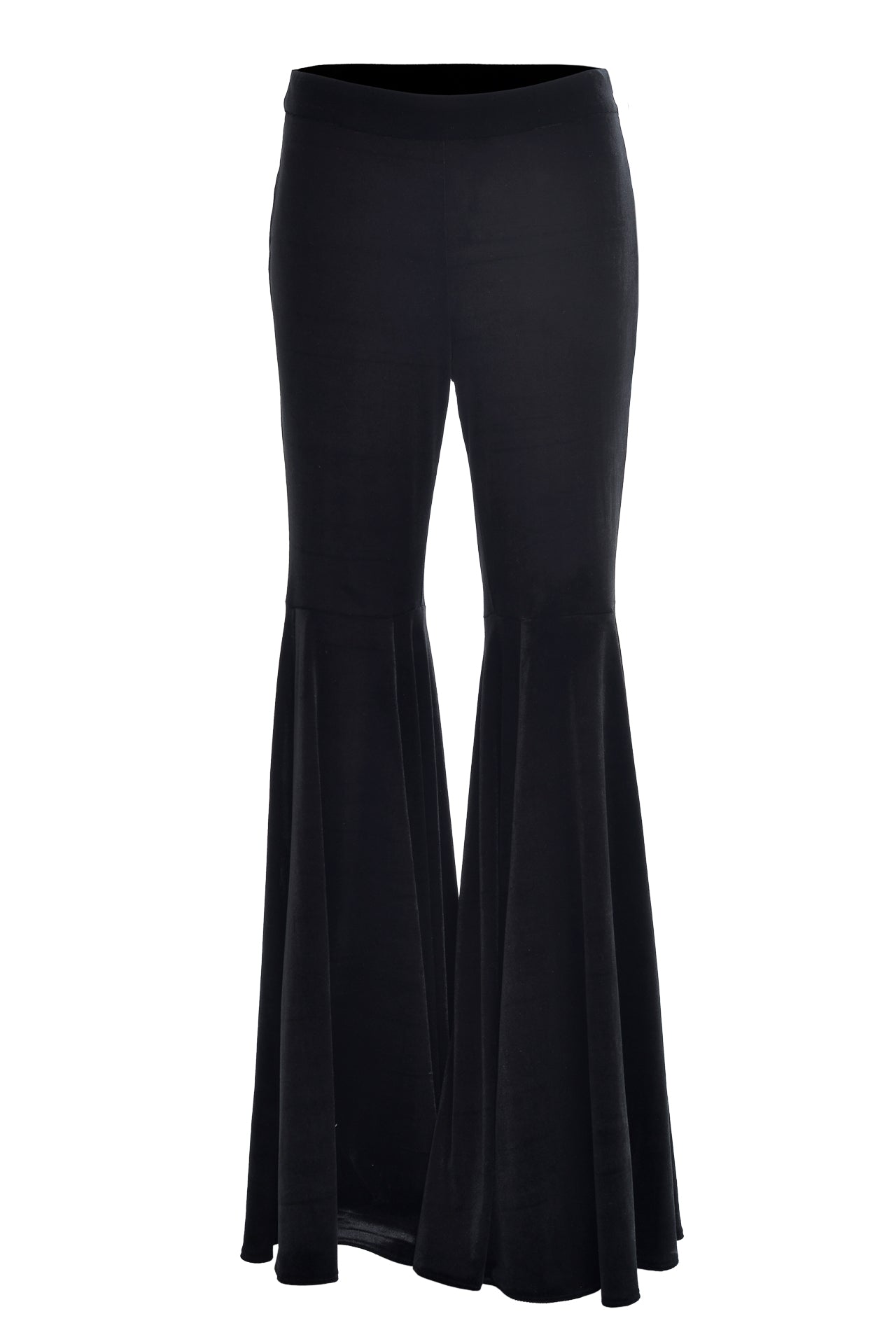 Pantaloni negri din catifea evazati