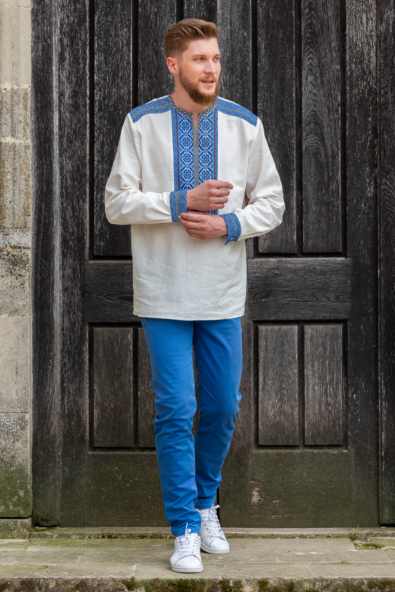 Camasa Barbateasca Traditionala Anton Cu Motive Populare