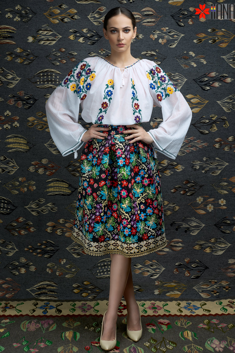 Ie Traditionala Romaneasca Maneca Lunga Motivul Primavara