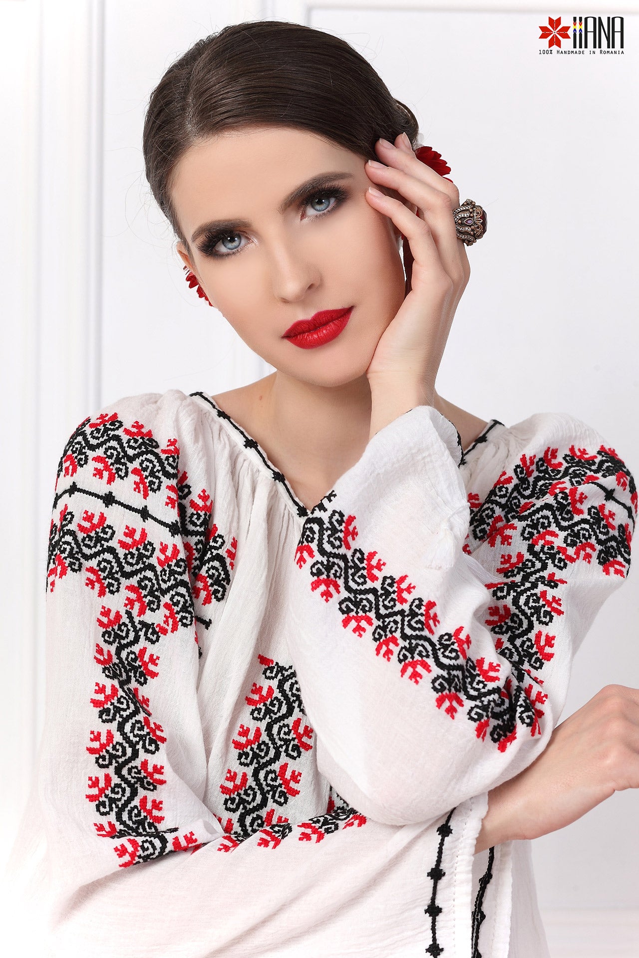 Ie Traditionala Romaneasca Maneca Lunga Cusuta Manual Motivul Ram