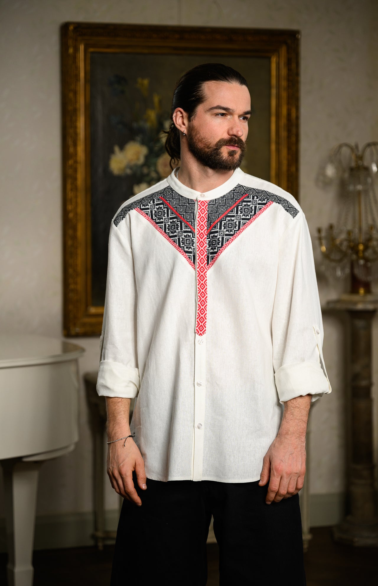 Cămașă bărbătească Rareș cu motive tradiționale